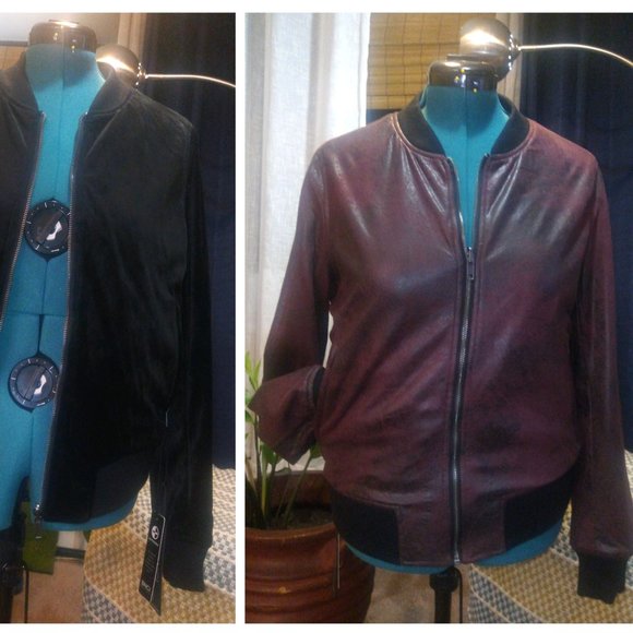 BNCI Jackets & Blazers - NWT BNCI Reversible Bomber Jacket Black & Burgundy Sz M